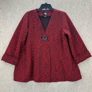 Ali Miles Red and Black Patterned Swing Jacket size L